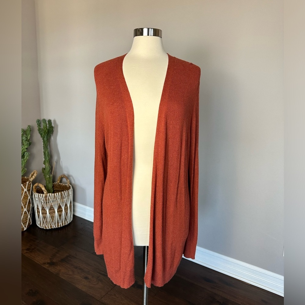 A New Day Target 🎯Cardigan Duster Sweater Light Weight Knit Rust Orange Red XXL
